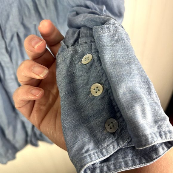 Soft Surroundings Blue Denim Pleated Button down Top Size XL - Picture 3 of 4